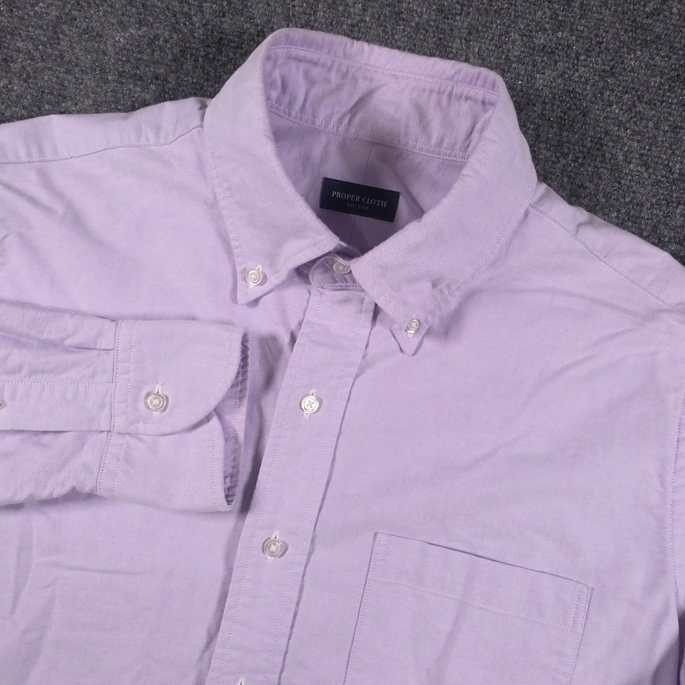 Proper Cloth Clark Dress Shirt Mens 16.5-34 Lilac Purple Oxford Button Down